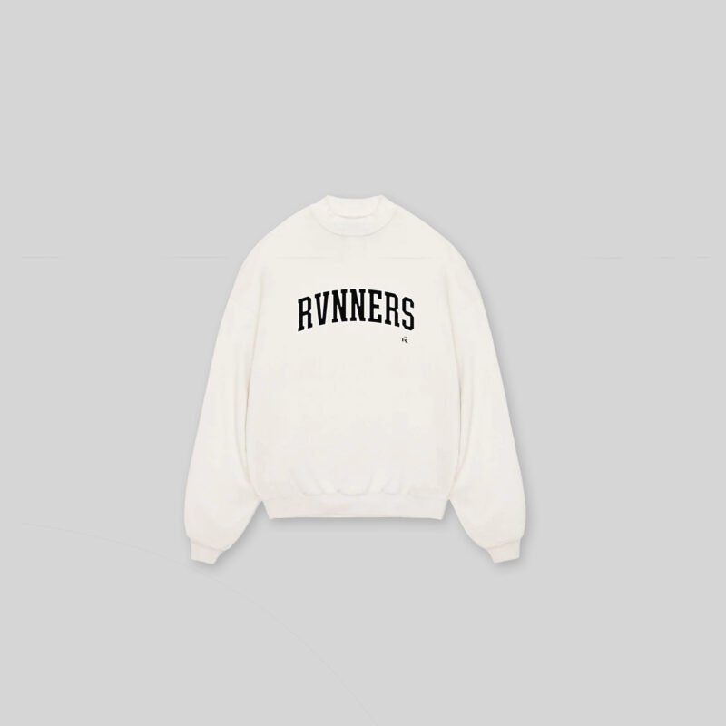White Colorway of the School of Rvnners Crewneck Sweater by Frontrvnners
